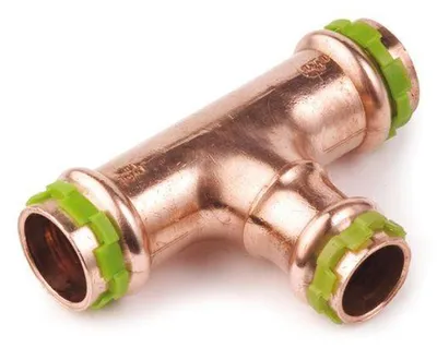 Produktbild von Kupfer Pressfitting Sudo-Press T-Stück Mittelabgang reduziert 15 x 12 x 15 mm Kontur V DVGW