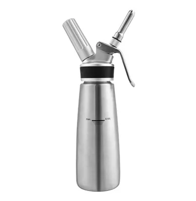 Produktbild von CISKOTU Profi edelstahl Sahnespender 500ml, Sahnesyphon, 3 Edelstahldüsen, inkl. Reinigungsbürste 0.5L sahnespender weiB