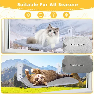Imagen del producto de Hamaca para gatos, tamaño grande, 52 x 30 cm, con base de felpa y ventosas resistentes, ideal para colocar en ventanas