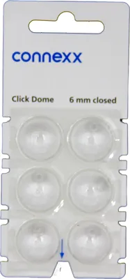 Produktbild von connexx Click 6 mm closed Domes 6er Blister Weiß Hörgeräteschirmchen Silikon 10426017