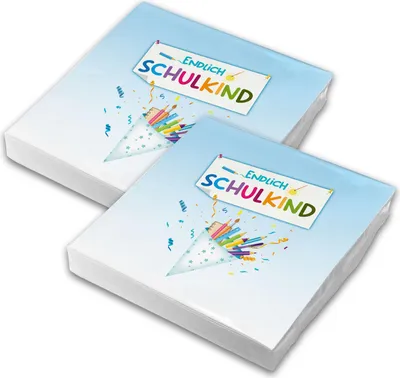 Produktbild von itenga 40x Serviette Schulanfang Endlich Schulkind hellblau