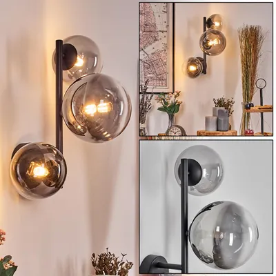 Produktbild von Isorella Wandlampe aus Metall/Glas in Schwarz/Chrom-/Rauchfarben/Klar