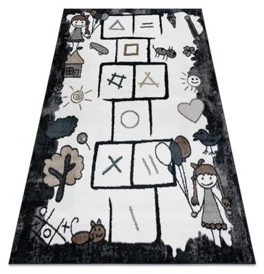 Image de Tapis FUN Hop pour enfants, la marelle, animaux noir noir 140x190 cm