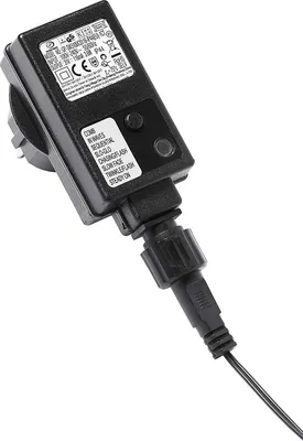A black LED power adapter with a cable attached, shown against a white background.