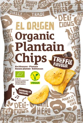 Image de CHIPS PLANTANA AU GOÛT DE TRUFFE, SANS GLUTENE,80 g - EL ORIGEN