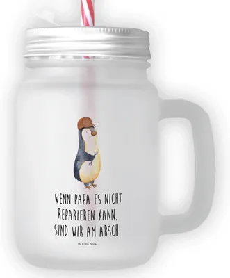 Produktbild von Mr. & Mrs. Panda Cocktailglas Wenn Papa es nicht reparieren kann, sind wir am Arsch - Transparent - Geschenk, getränkebecher, Vater, Vatertag, Mason Jar, glas mit deckel