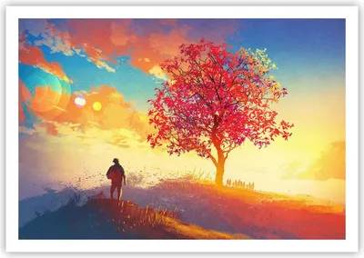 Produktbild von Poster - Poster ohne Rahmen - Baum Wiese Feld - 100x70 cm - Wand Bild - Wanddeko - Wandbilder - Kunstposter - Wandposter - Bilder - Kunstdruck - Wanddekoration - Wandbild - P2XAA100x70-3715