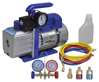 Produktbild von Vakuum-Pumpe - Kleine Vakuum-Pumpe - Vakuum-Pumpe für Klimaanlagen - Vakuum-Pumpe für Kälteanlagen - Vakuum-Pumpe mit Manometer