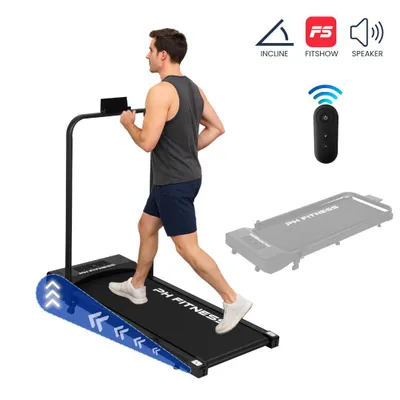 Zdjęcie produktu dla Bieżnia PH Fitness A1F składana - bieżnia do chodzenia w domu - silnik 1,5 KM, 1-8 km/h, 120 kg - Bluetooth, pilot, wyświetlacz LCD, kompaktowa - czarna