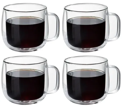 Glasmok 300 ml 4er-Set – dubbelwandig, Borosilikatglas, spülmaschinengeeignet