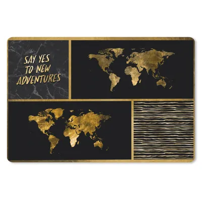 Produktbild von MuchoWow® Schreibtischunterlage Weltkarte - Collage - Sprichwörter - Gold 60x40 cm - XXL Mauspad - Großes Mauspad