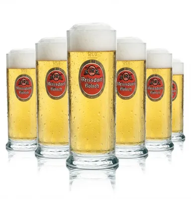Produktbild von 6x Reissdorf Bier Glas 0,25l Kölsch Stange Becher Gläser Köln Kölschglas Brauer