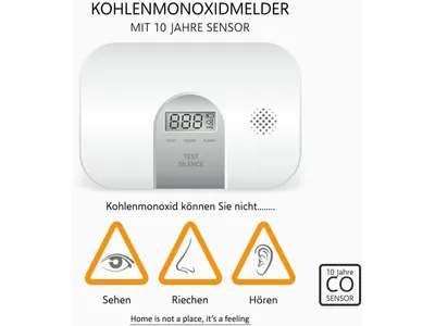Produktbild von ELRO FC2802 Kohlenmonoxid Melder - 10-Jahres Sensor - nach EN50291 - mit Display, Prüftaste und Batterie Warnanzeige