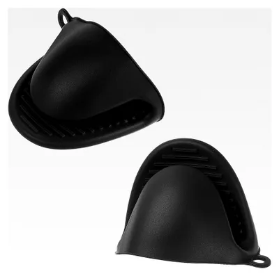 Produktbild von Silikon Ofenhandschuhe, Backhandschuhe, Topfhandschuhe für Backen, Kochen und Grillen (Schwarz)