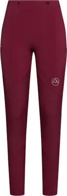 Burgunderfarbene Leggings "Camino Tight Pants" von La Sportiva; geeignet für Damen; mit Logo.