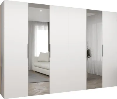 Produktbild von MEBLE KRYSPOL, Kleiderschrank, Schrank 300 cmx202x52, Weiß, Kaschmir