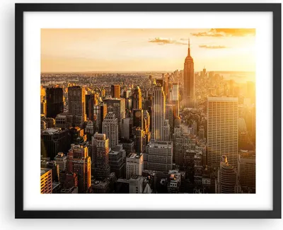 Produktbild von Gerahmtes Poster - Schwarzer Rahmen - New York Wolkenkratzer Manhattan - 50x40 cm - Wand Bild - Wanddeko - Wandbilder - Wandposter - Bilderrahmen - Bilder - Kunstdruck - Wandbild - P2BAA50x40-2672
