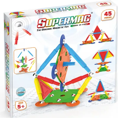 Produktbild von Supermag Projects Mehrfarbiger magnetischer Bausatz, 45 Teile