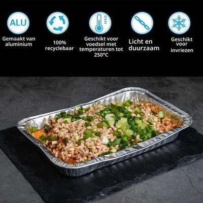 Productafbeelding van 30 wegwerpschalen van aluminium, 2200 ml, zonder deksel, voor bakken, braden, grillen en koken, 31,5 x 20,5 x 5 cm