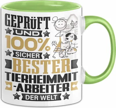 Produktbild von Tierheimmitarbeiter Geschenk Lustiger Spruch für Tierheimmitarbeiter Geschenkidee Bester Tierheimmitarbeiter Der Welt (Grün)