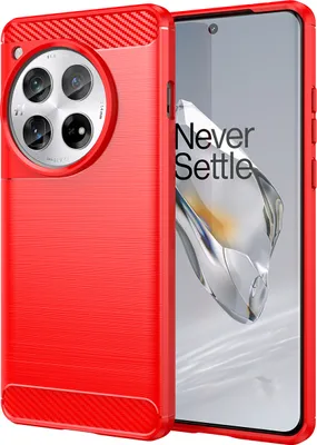 Produktbild von Hülle für OnePlus 12 Carbon-Faser Weich TPU Silikon Stoßfest Handyhülle Rot