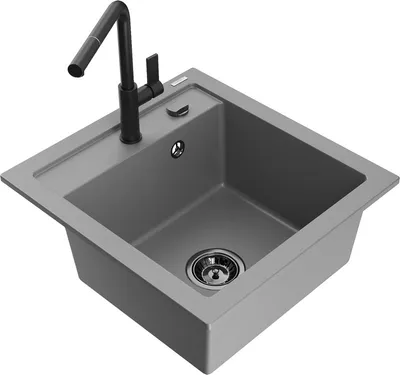 Produktbild von Mexen Vito 1-Becken-Granit-Spüle mit Mischbatterie Flora, Grau - 6503-71-670401-70-B