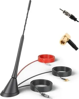 Produktbild von RED WOLF Autoantenne DAB Antenne mit 5 m Verlängerungskabel Dachantenne FM AM DIN Male Auto Radio Antenne SMB Adapter Booster Verstärker für FM AM Radio Blaupunkt Sony Pioneer