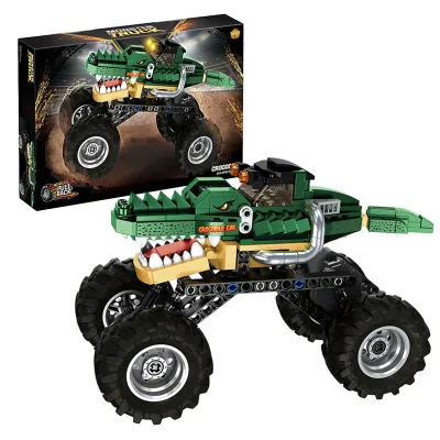 Produktbild von Monster Truck Bausteine für Jungen und Mädchen, Geschenk für Kinder Spielbausteine Spielzeugauto mit Rückziehmotor ab 8 9 10 Jahren