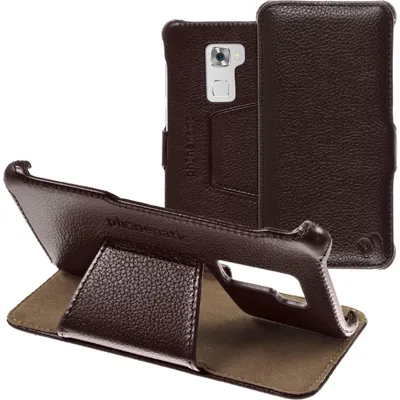 Produktbild von PhoneNatic Echt-Lederhülle kompatibel mit Huawei Mate S - Leder-Case braun + Glasfolie