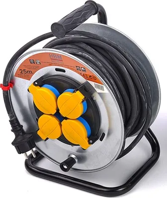Produktbild von HBM 25 Meter spritzwassergeschützte IP44-Stromkabeltrommel, Kabeltrommel 3 x 1,5 mm