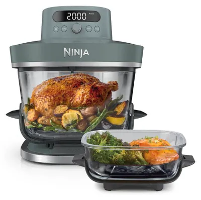 Produktbild von Ninja Heißluftfritteuse Crispi Pro 7-in-1 AS101EUGY 8L Doppelglasbehälter Aschgrau