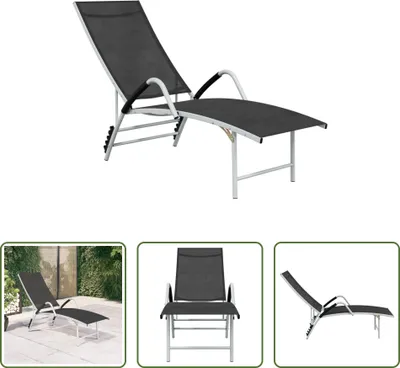 Immagine prodotto di The Living Store Lettino prendisole in textilene e alluminio nero