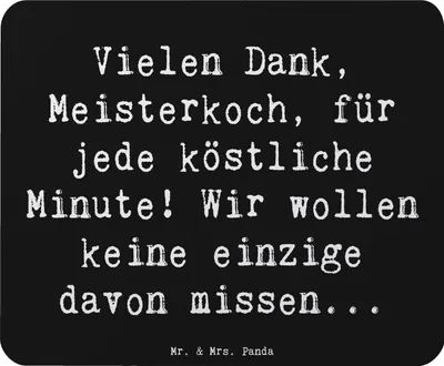 Produktbild von Mr. & Mrs. Panda Mauspad Spruch Danke Koch - Schwarz - Geschenk, mousematte, pc, Gestalten, liebevoll, Mouse Pad, Familie, sagen, Bedanken, Aufmerksamkeit, Mousepad