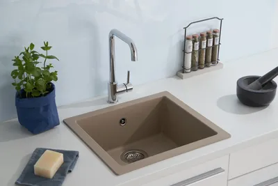 Produktbild von Küchenspüle Einbauspüle Spüle Granit Mineralite 50x44 Beige Respekta Ohio