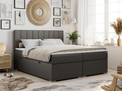 Obrázek produktu pro Boxspring Kontinentální postel ALDA s úložným prostorem - 120x200 cm - Tvrdé H4 | Šedá - Topper T25