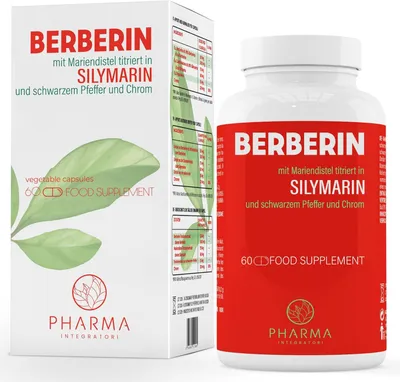 Immagine prodotto di Berberina 500 mg capsule ad alto dosaggio con silimarina e cardo mariano - Integratore di berberina HCL per metabolismo, digestione, energia e benessere