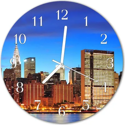 Produktbild von Glasuhr Wanduhr Küchenuhr Echt-Glas 30fi cm Skyline mehrfarbig