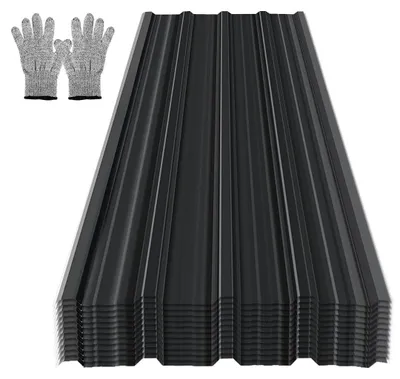Produktbild von Vigevee 12x Trapezblech Metall Dachplatten für 7.12 m², Stahlblech Profilblech für Carports, Gerätehäuser und Dächer, Wellenprofil Dachblech - Anthrazit