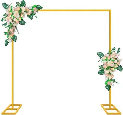 Produktbild von Hochzeitsbogen Hintergrundständer 2 x 2 m - Goldfarbener Metallbogen für Hochzeiten, Fotoboxen und Festdekoration