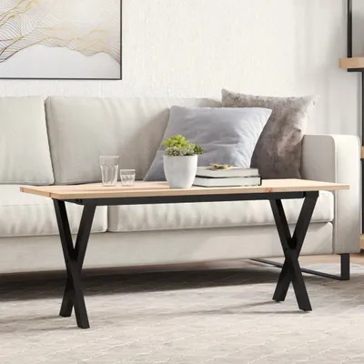 Produktbild von "2026 Promotion" Couchtisch X-Gestell 110x40x45 cm Massivholz Kiefer & Stahl - Esstische CC14149