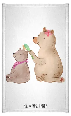 Produktbild von Mr. & Mrs. Panda Handtuch Bär Kind - Weiß - Geschenk, Familie, Mama, Muttertag, Baumwollhandtuch, Frotteehandtuch, Gästetuch, Klein, gäste wc, Bären, Mutter