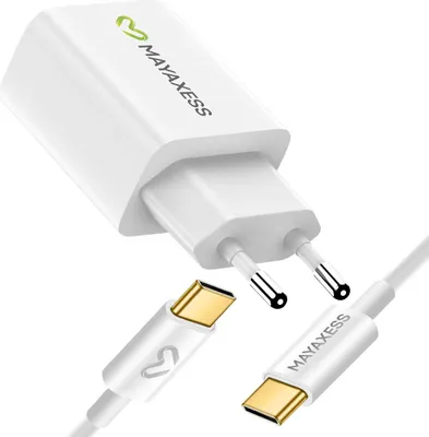 Immagine prodotto di Mayaxess, adattatore di alimentazione 20W + cavo USB-C 1m per Galaxy S25 / Ultra / Plus / FE /Edge, bianco