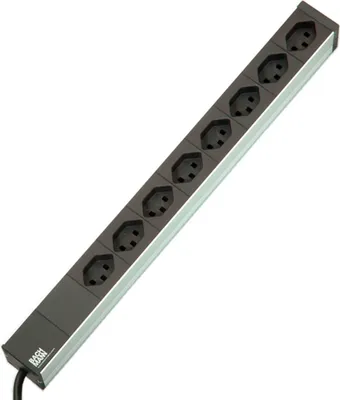 Imagen del producto de Regleta de enchufes BACHMANN de 19 pulgadas, con 8 tomas de corriente tipo T23, para Suiza (CH)