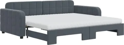 Obrázek produktu pro Válenda s přistýlkou a matracemi tmavě šedá 90 x 190 cm samet