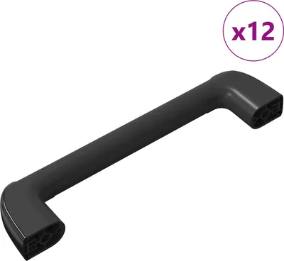 Produktbild von vidaXL Griff Uni 12 pcs Schwarz 380 x 34 x 85 mm Aluminium und PP