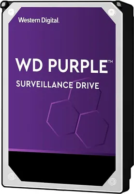 A product shot of a Western Digital WD Purple surveillance hard drive.