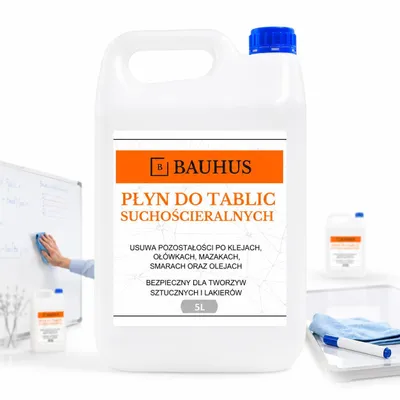 Zdjęcie produktu dla Bauhus Płyn do Czyszczenia Tablic Suchościeralnych 5L, Markery, Klej, Biuro, Szkoła i Uczelnia