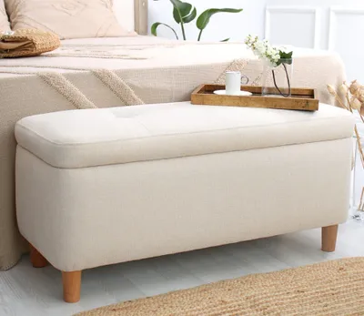 Produktbild von Hanah Home, Rocio - Cream, Sitzpuff, 50 % BAUMWOLLE / 50 % LEINEN, Creme, 100 x 41 x 45 cm
