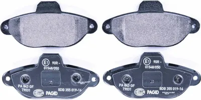 Produktbild von HELLA 8DB 355 019-161 Bremsbeläge Satz Vorne Bremsklötze für FIAT PANDA (169) PUNTO (188) Seicento / 600 Schrägheck (187) PUNTO (176) CINQUECENTO