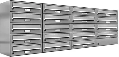 Produktbild von 19er V2A Edelstahl Wandbriefkasten Anlage 19 Fach Briefkasten Postkasten
